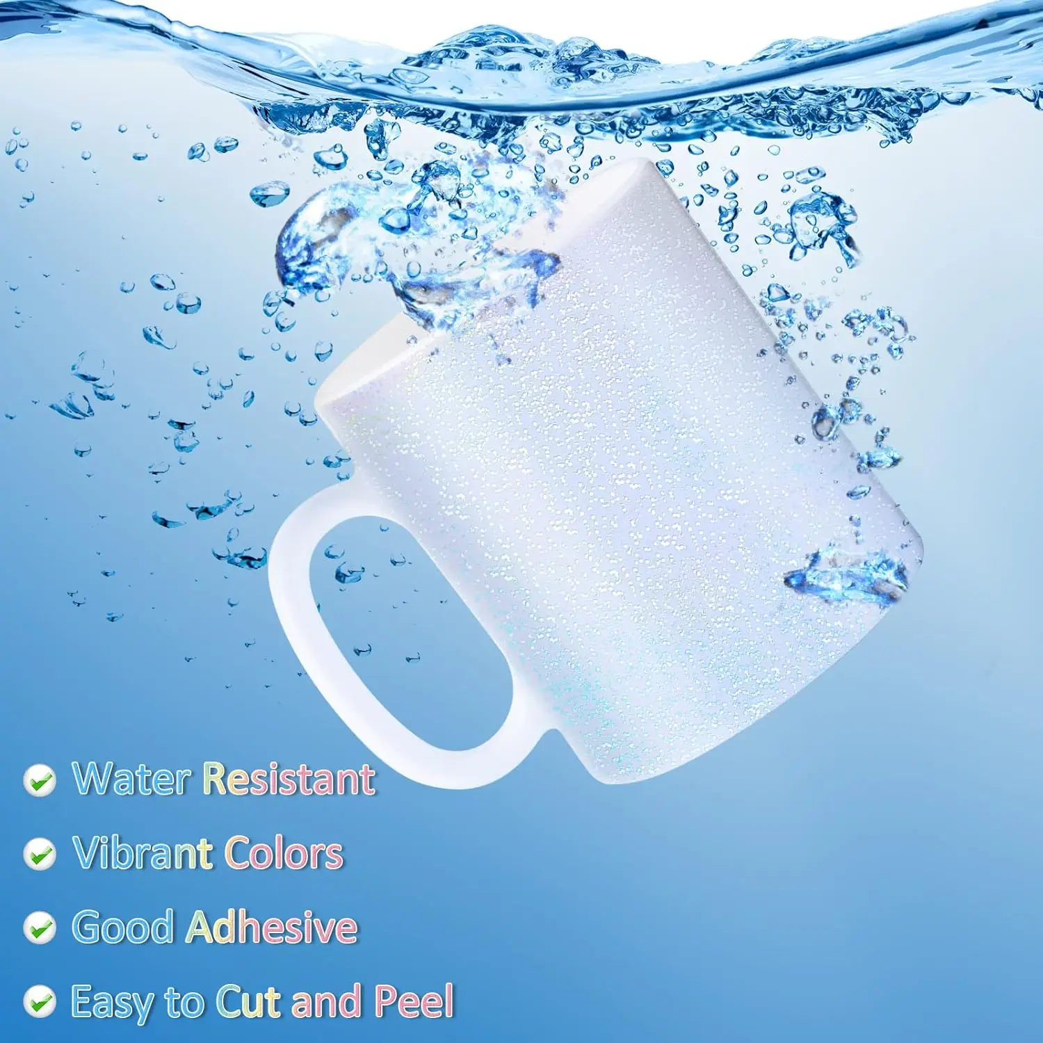 A4 50 hojas 8,3x11,7 en punto papel adhesivo holográfico brillo superposición transparente película laminada en frío hoja de vinilo autoadhesiva