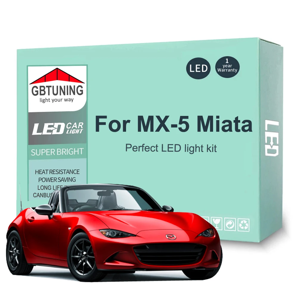 8Pcs Canbus LED Interior Light Bulb Kit For Mazda MX-5 MX5 Miata 2016 2017 2018 2019 2020 2021 2022 2023 2024 Cars Accessories
