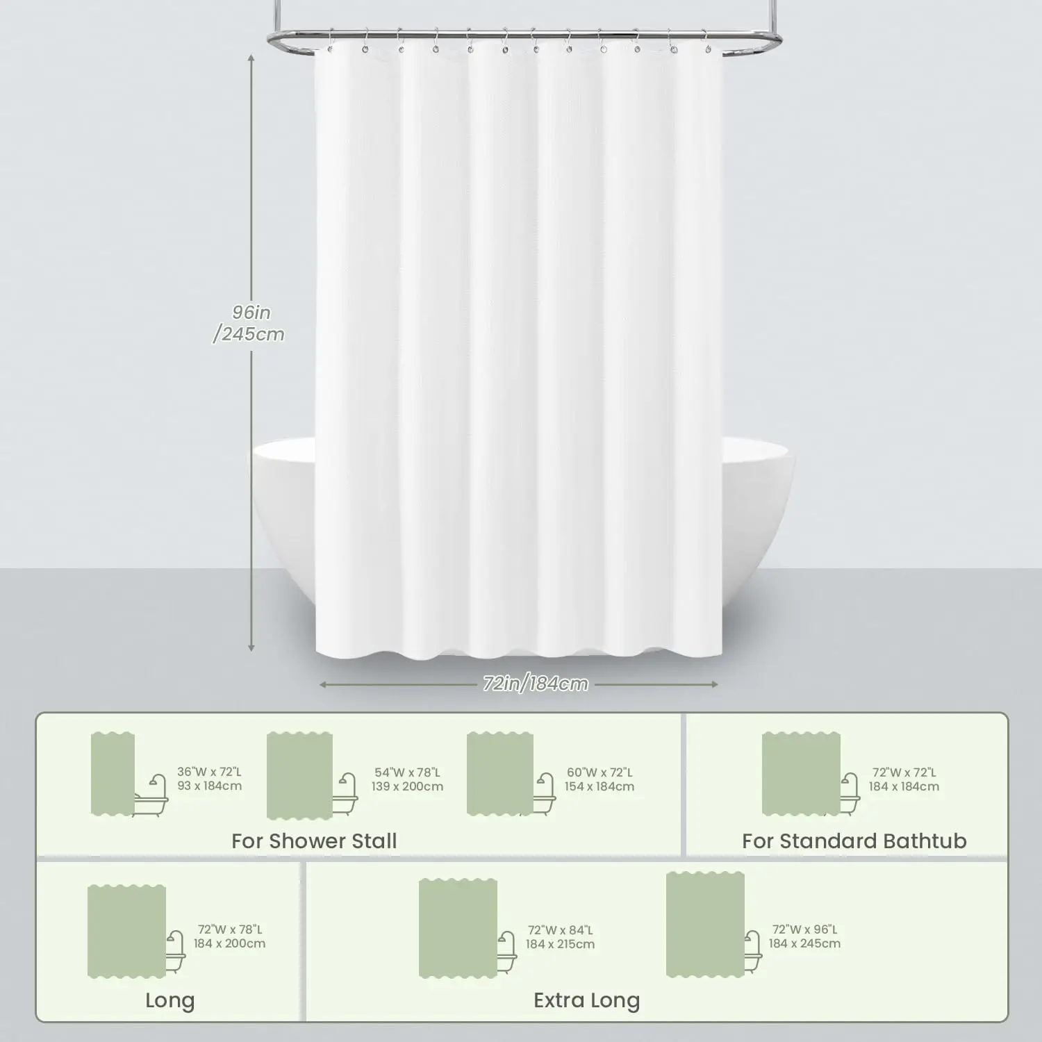 

Тканевая занавеска для душа Inhousolu, вафельное плетение, сверхмощность 230 GSM, утяжеленный подол, 14 металлических крючков, водоотталкивающий агент, машина