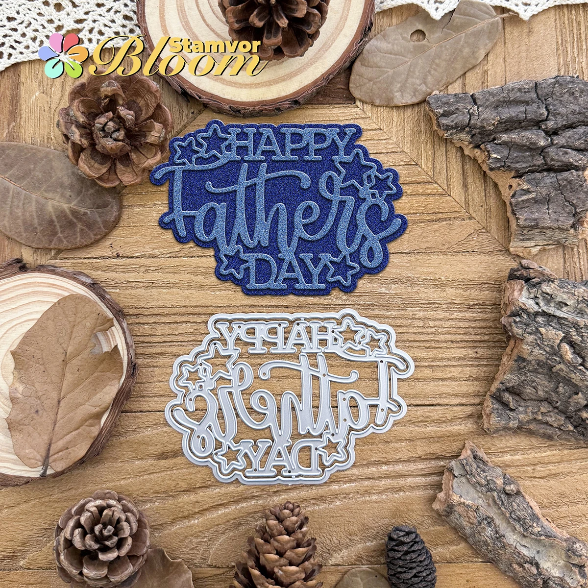 Schöne GLÜCKLICHE VATERTAG Sterne Schichten Titel Worte Metall Stanzformen Scrapbooking Dekorative Prägung