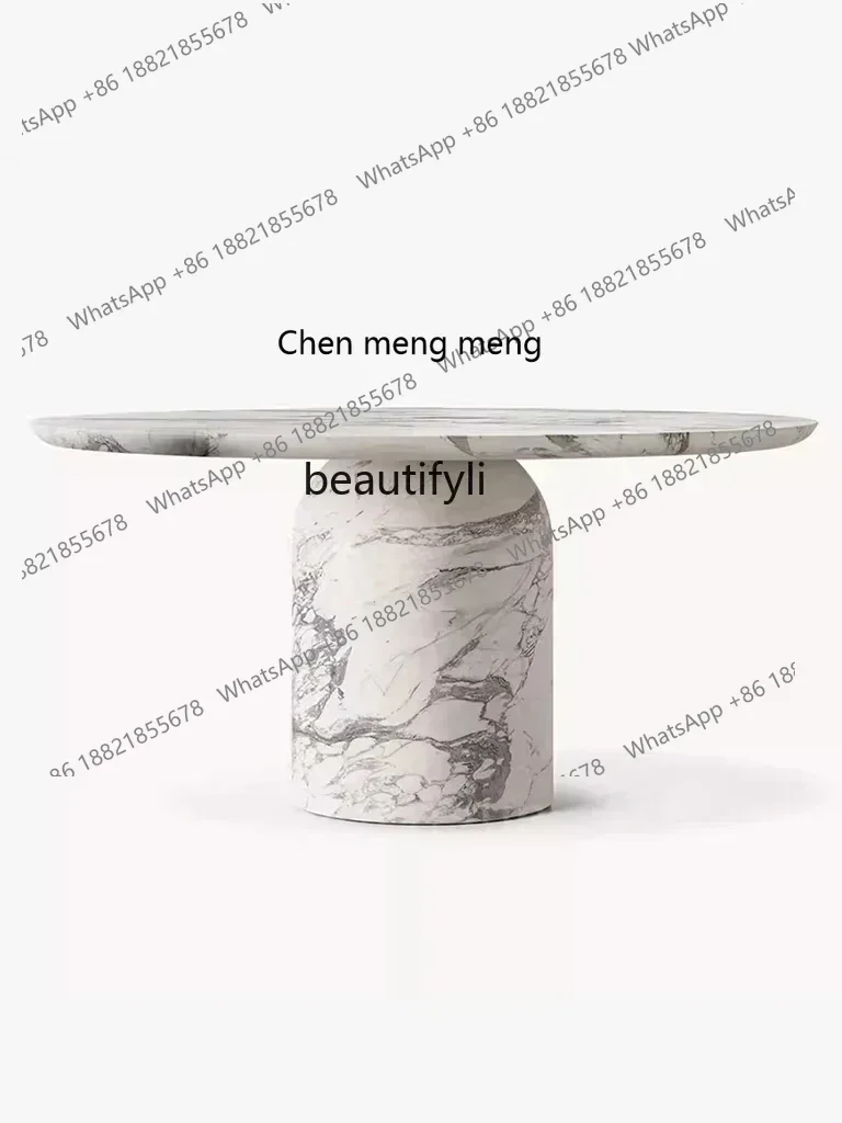 cn8350 LHY A  Nordic natural marble dining table round small apartment household living room large white, high-end round tableSS