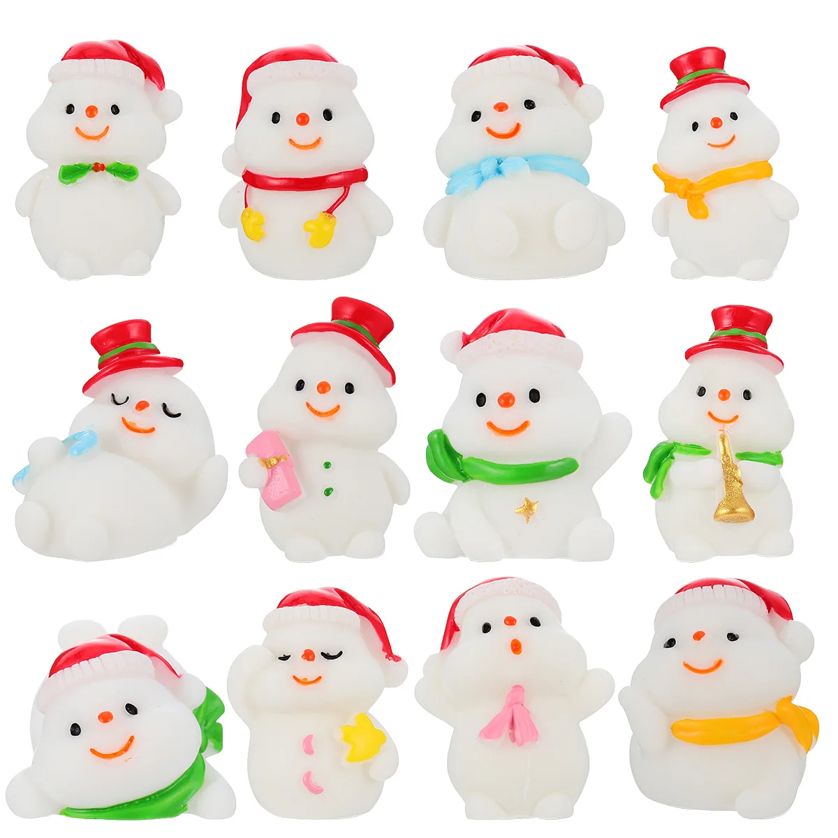 

12pcs Christmas Resin Ornaments for Bonsai Decor Durable Bright Colors Mini Garden Accessories Landscape Decorations