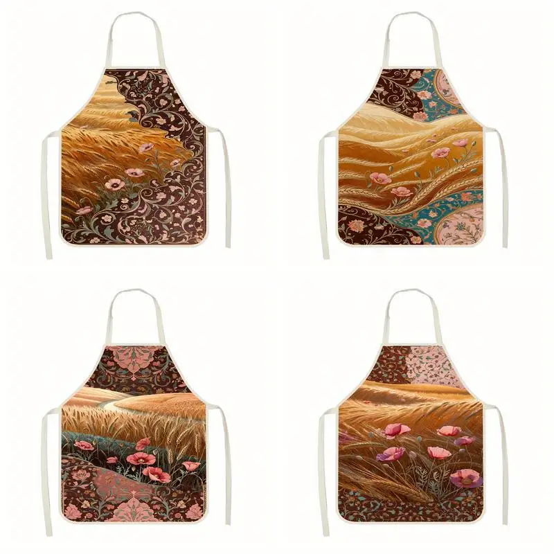

Vintage Field Pattern Apron Linen apron, suitable for kitchen cooking, parent-child interaction, painting and other scenarios