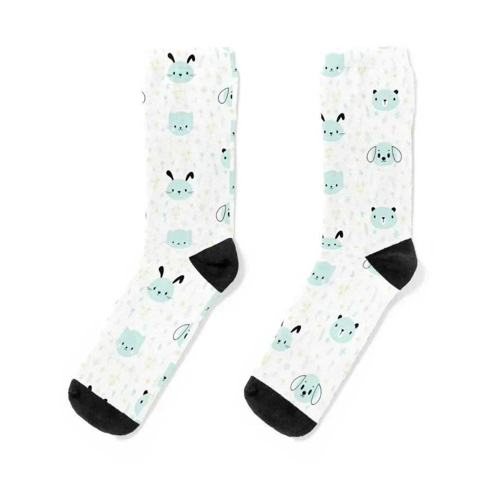 Animal Faces Pattern Socks soccer anti-slip kawaii cute Socks Women Men's