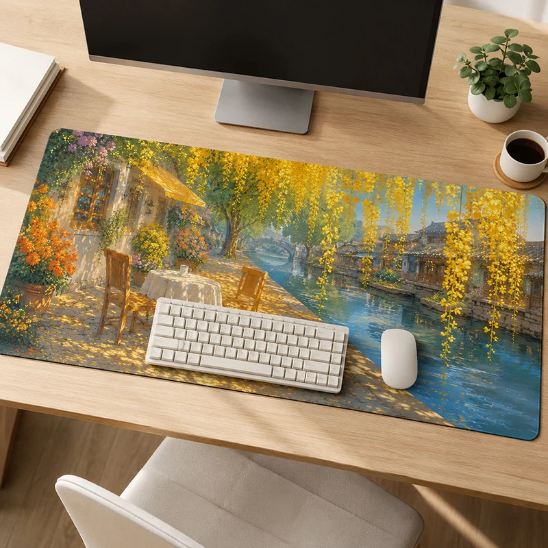 Mouse Pad Gamer Golden Forest Coffee printon demand New Large Mousepad XXL keyboard pad Carpet Soft Non-Slip Office Accessories