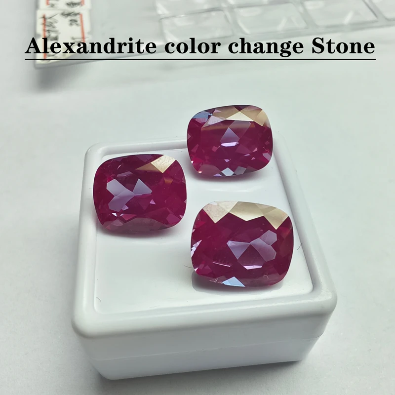 

Top Lab Grown Selectable AGL Certificate Rectangle Cushion Shape Alexandrite color change Stone Charms Beads