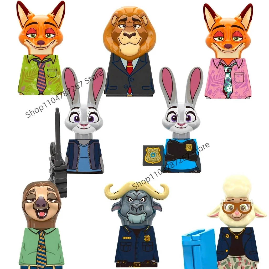Disney anime película Zootopia Judy Nick jefe Bogo modelo 3D bloques de construcción regalo para niños juguetes de ladrillo