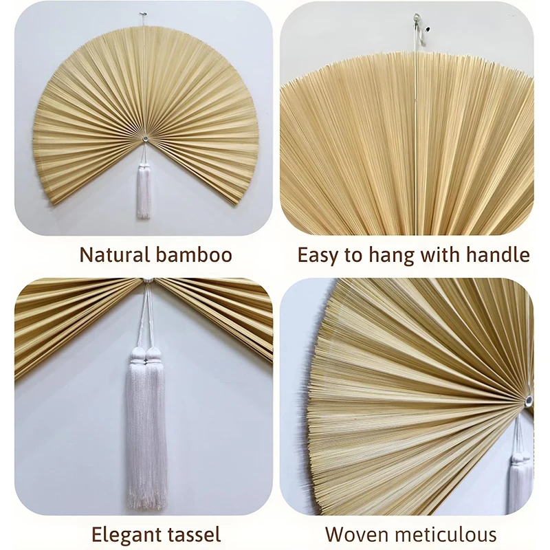 Hand Woven Bamboo Fan Wall Hanging Decor Chinese Style Elegant Wall Decor Pendant for Hotel Homestay Wedding Scene Layout