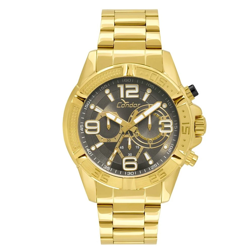 Relogio Masculino Dourado Condor Original Multifuncional COVD34AA/4C