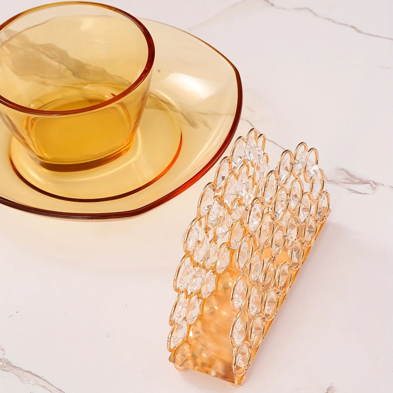 1pc, Elegant Crystal Napkin Holder with Three-Door Paper Towel Clip - Perfect for Dining Table, Hotel, Cafe, and  Decoration - G