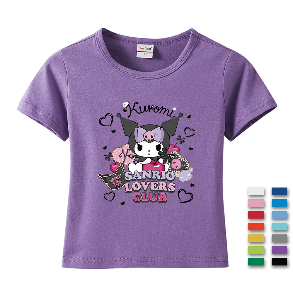 

SANRIO Hello Kitty Kuromi My Melody Cinnamoroll Children's Clothing Short-sleeved T-shirt Summer Little Girls Cotton T Shirt