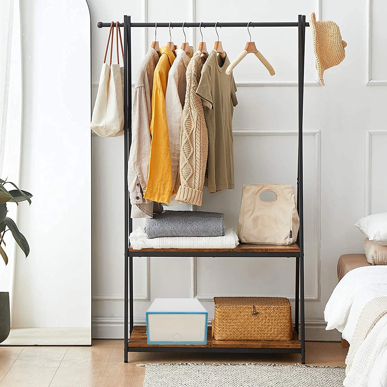 

6Pcs Shoe Storage Bin Stackable Thick Plastic Shoebox Organizer Transparent Home Closet Storage Solution for Women Men Sky-Blue