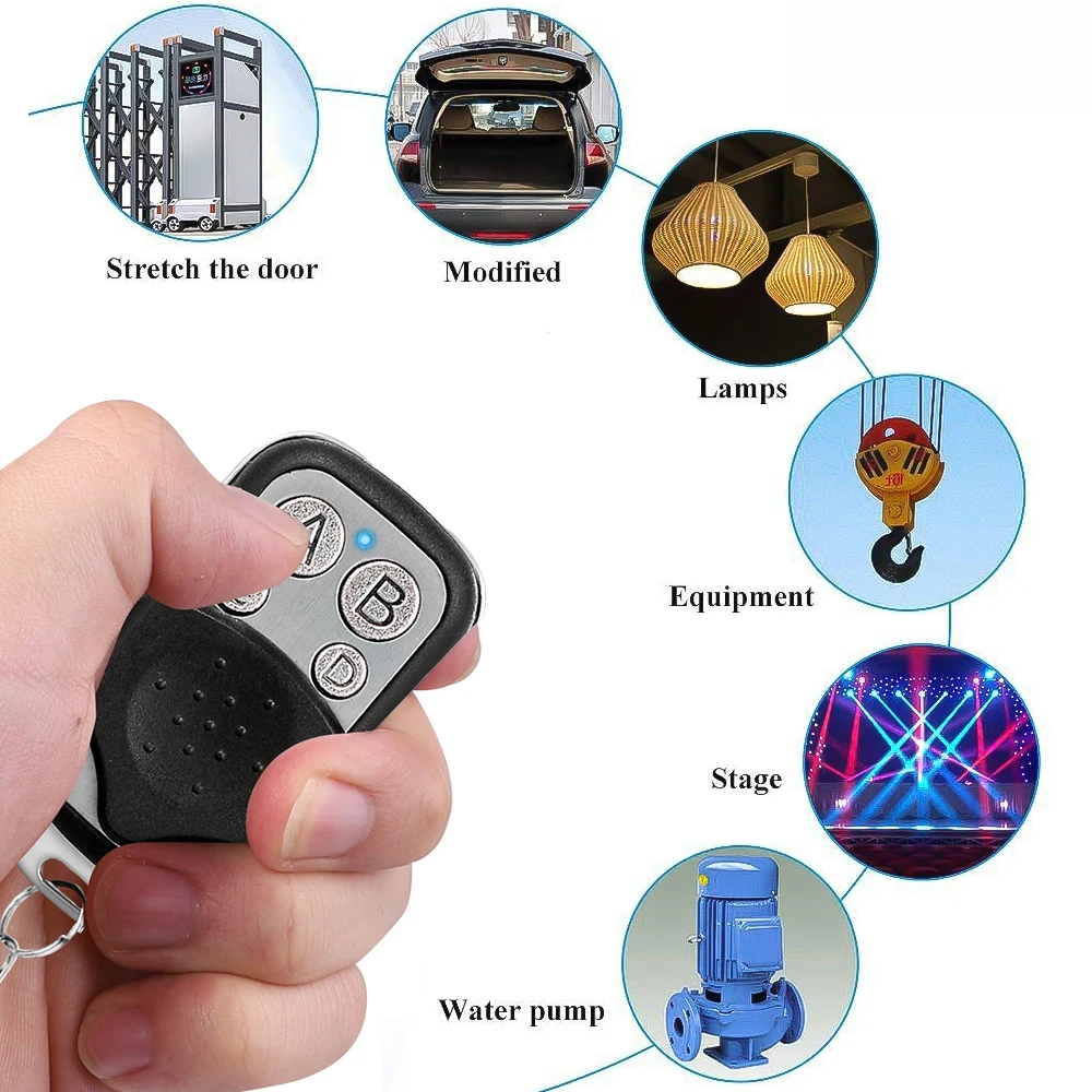 433MHz RF Remote Control 4 Buttons Transmitter Duplicator Garage Door Opener Key for Cloning Garage Gate Door Car Remote