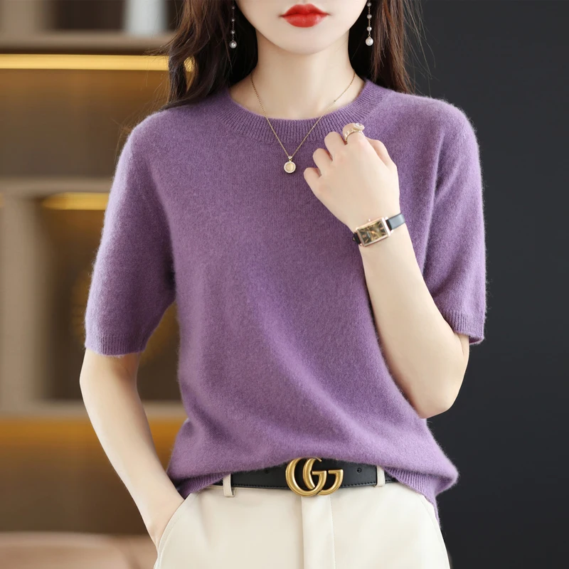 2022 New Knitted Women\'s Sweater Pullover Round Neck Autumn Summer Basic Cashmere Plus Size Slim Fit High Quality SolidColor Top