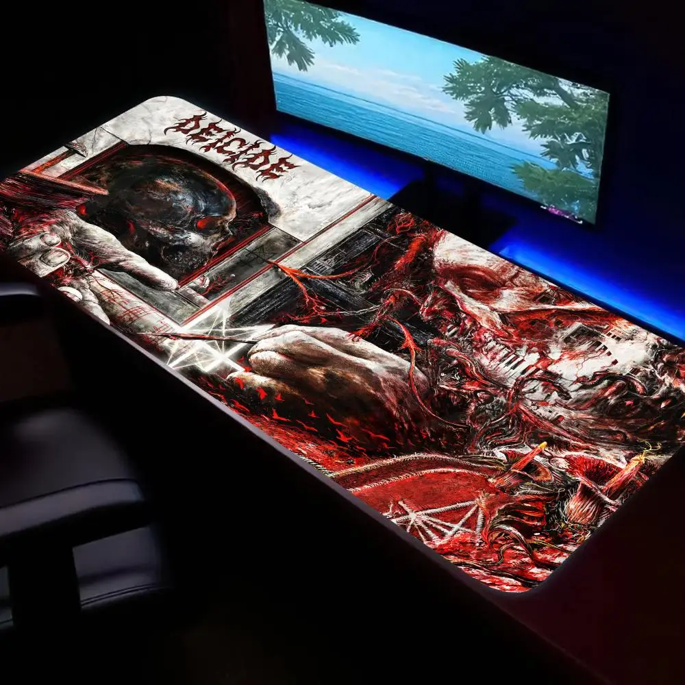 

HYBXAXC Large Extended Desk Mat Non Slip Rubber Mouse Pad Dark Red Horror Abstract Art Gaming Keyboard Pad for Office Home Gamer