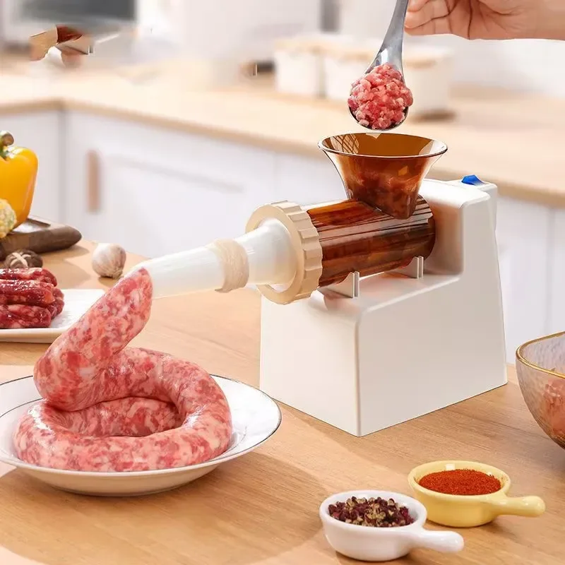 Electric Meat Sausage Stuffer Machine Automatic Home Kitchen Commercial Use Stainless Steel Filler Tool for Processing