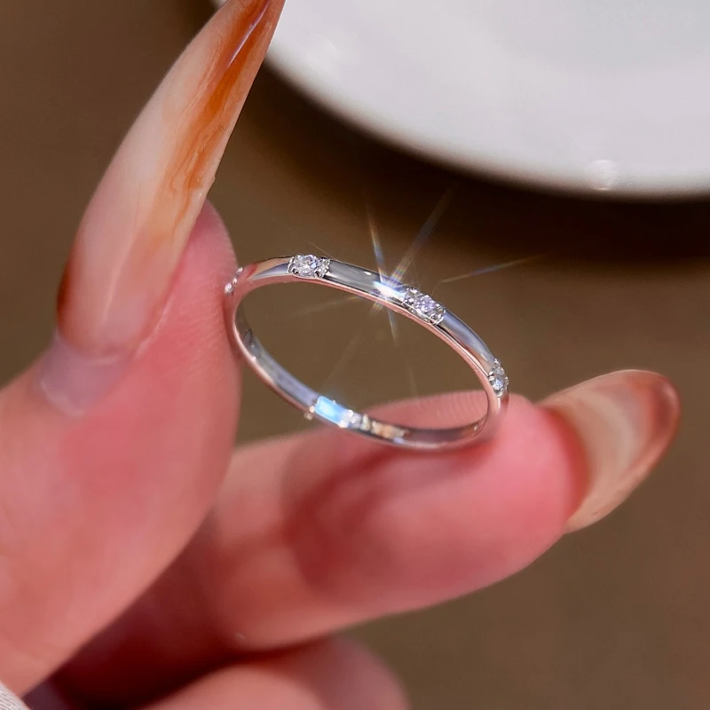 

GRA Стерлингового Серебра 925, круглое простое кольцо с настоящим муассанитом и бриллиантом для женщин, юбилейное высокое качество, модные ювелирные изделия