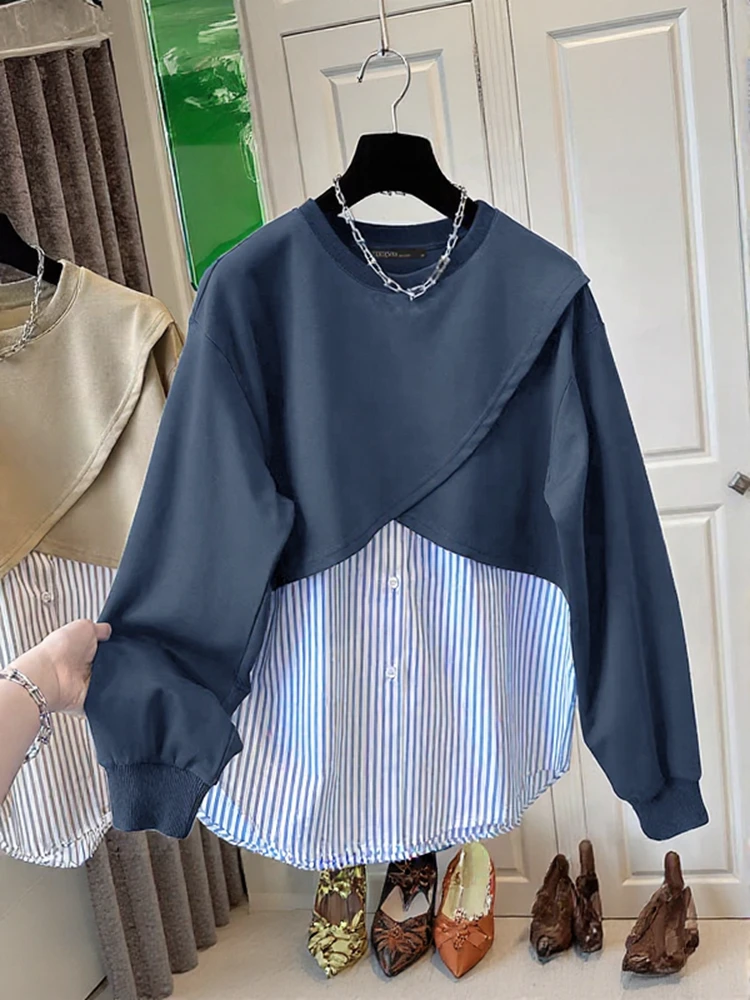

Stylish Casual Long Sleeve Sweatshirts 2025 ZANZEA Women Patchwork Hoodies Tops Elegant OL Work Shirt Autumn Spring Blouse Mujer