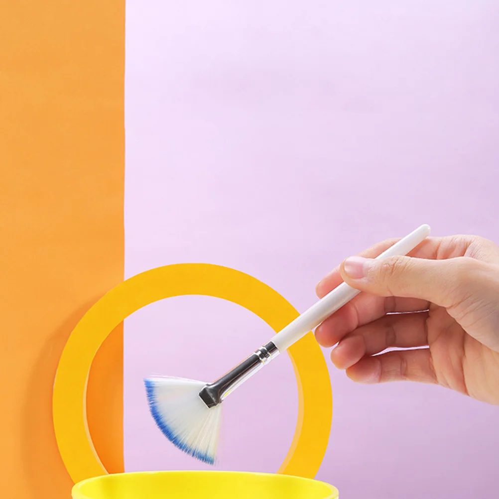 2 pçs máscara facial escova ventilador aplicador ferramenta para dormir máscara blush iluminador suprimentos de beleza toque suave acabamento profissional