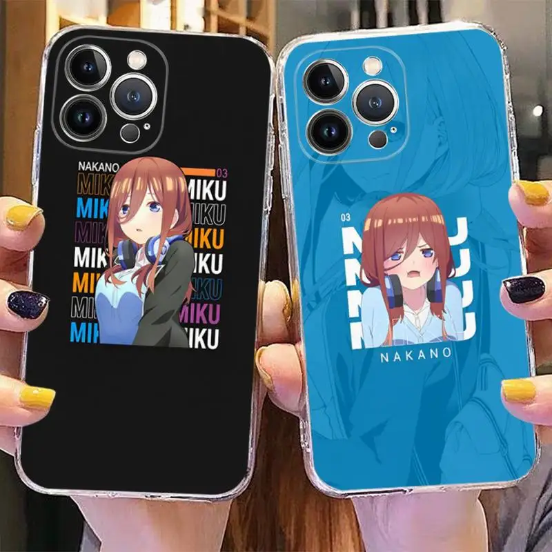 Nakano miku Anime Phone Case For iPhone 14 11 12 13 Mini Pro XS Max Cover 6 7 8 Plus X XR SE 2020 Funda Shell