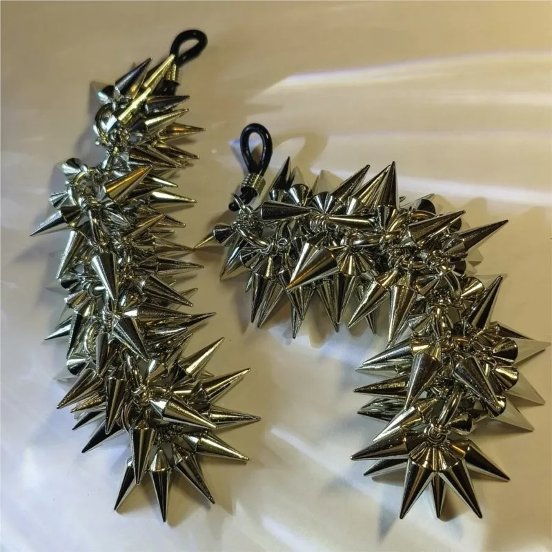 Punk Gothic Rivet Chain Elastic Ring Body Accessories Cool Fashion Handmade Couple Role Playing Game Decoration Clip
