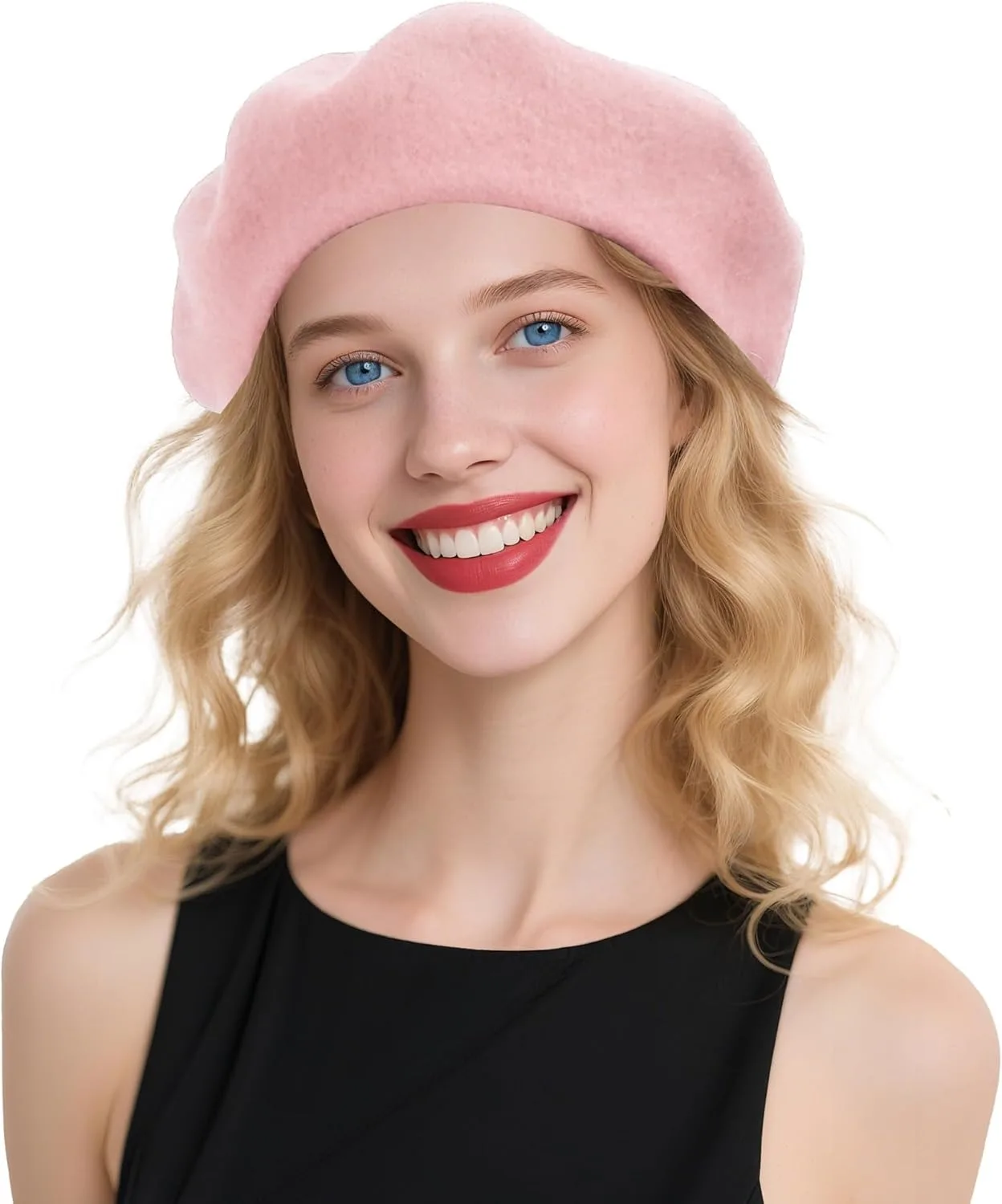 

Берет для женщин Праздничный шерстяной французский стиль - Черная/красная церковная шляпа - Бесклеевой наряд и мужской берет