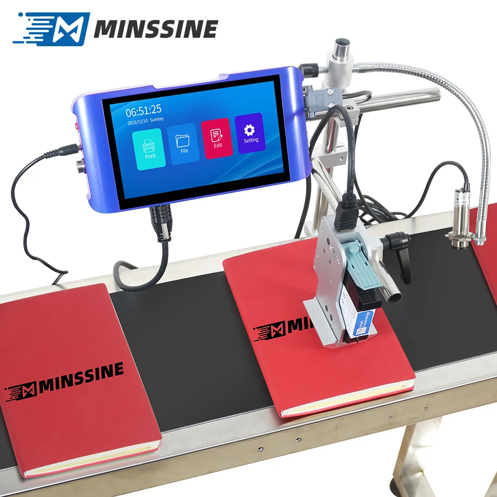 TIJ2.5 Minssine التلقائي طابعة الترميز النافثة للحبر 600 ديسيبل متوحد الخواص الذكية تاريخ انتهاء الصلاحية دفعة الطباعة أكياس الغذاء الكرتون المعدنية طابعة نافثة للحبر