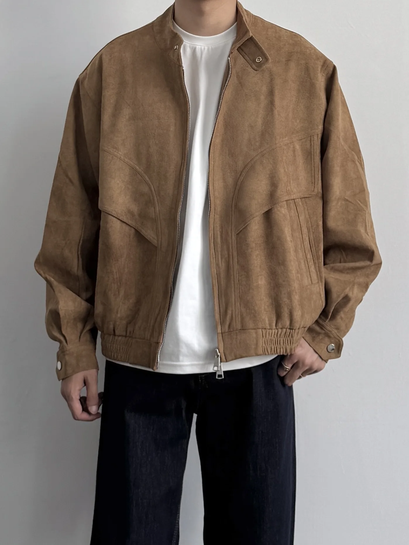 

Американский ретро замшевый воротник-стойка Harington Jaet Свободная повседневная однотонная верхняя одежда для мужчин Весенне-осенний сезон из полиэстера F...