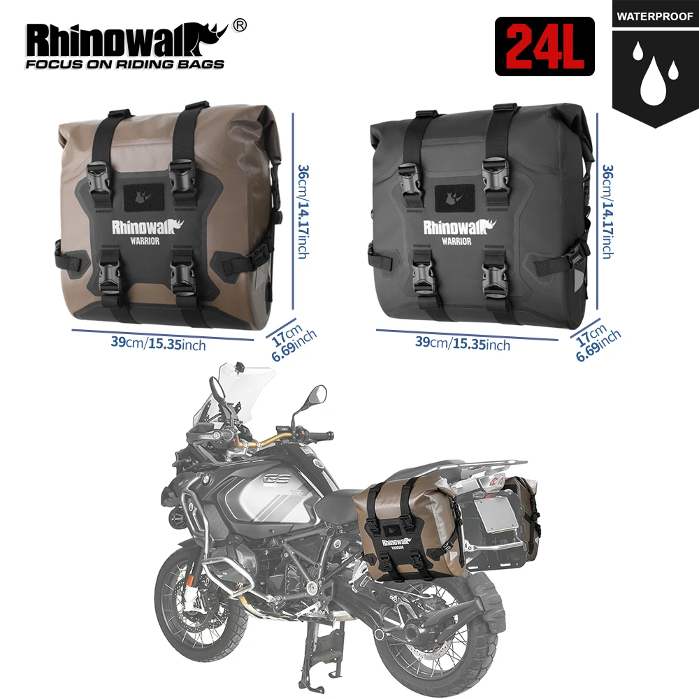 

Rhinowalk Motorcycle Quick Release Side Bag 24L Waterproof Motor Touring Tail Saddlebag Storage Luggage With Inner Support Board