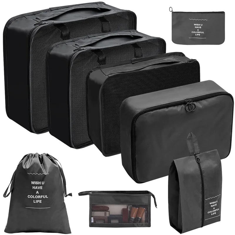 7/8/9/10 Stuks Set Reisorganisator Opbergzakken Koffer Verpakking Cubes Set Koffers Draagbare Bagage Kleding Schoen netjes Pouch Opvouwbaar