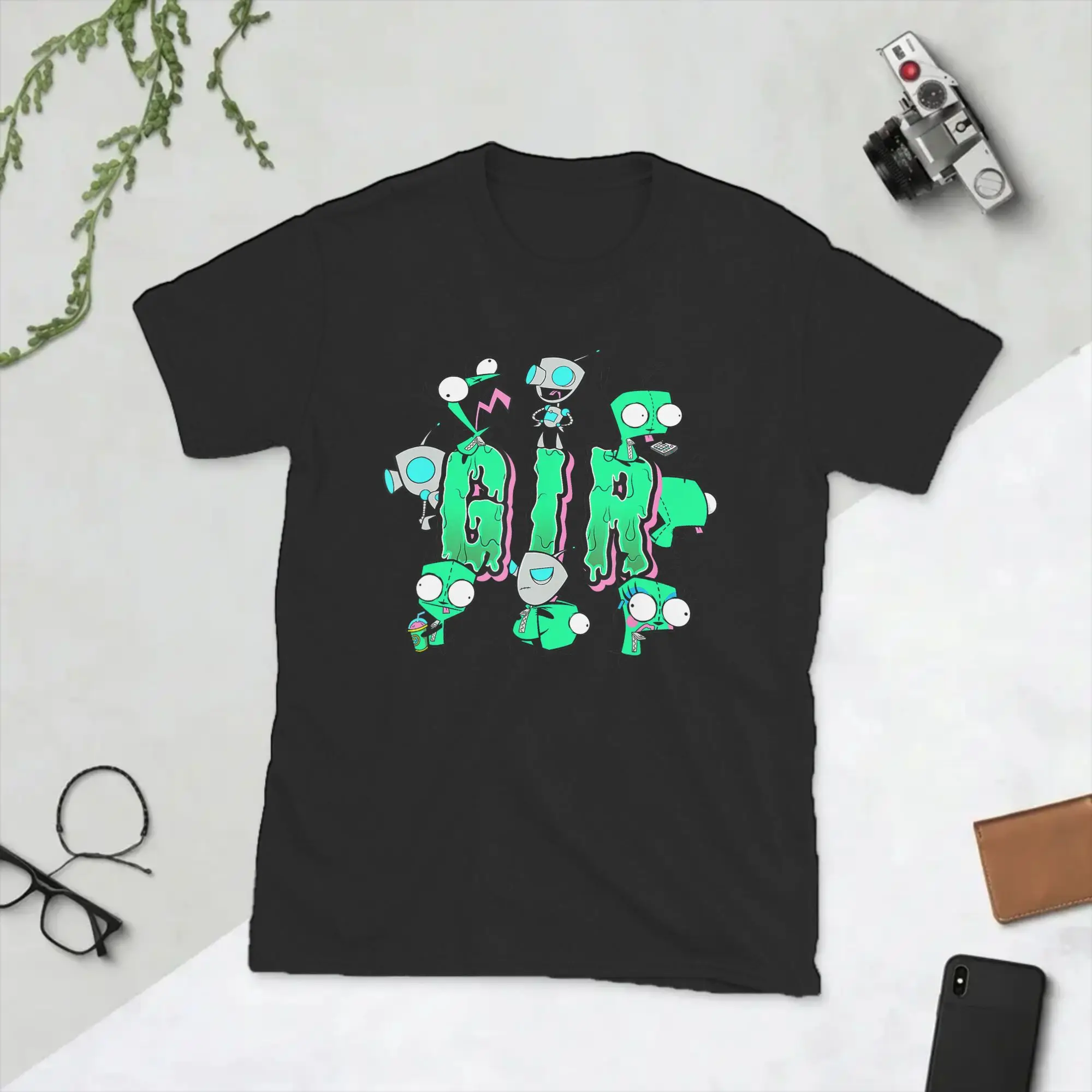 Cartoon Invaders Zim Gir Men T Shirt  Amazing Tees Short Sleeve Crew Neck T-Shirt Pure Cotton Printed Clothing