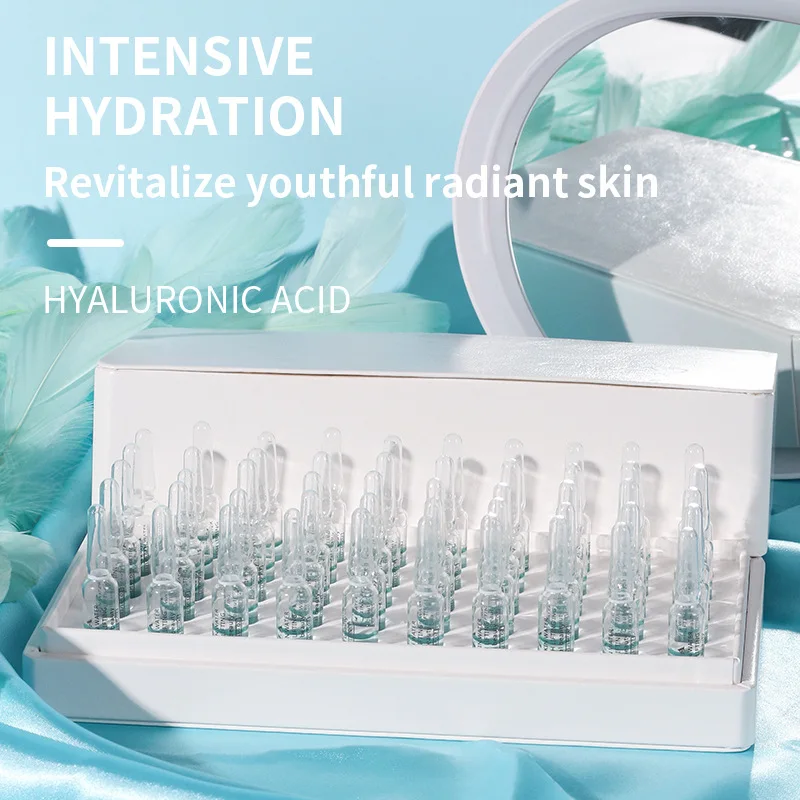 50pcs Hyaluronic Acid Ampoule Serum Intensive Hydration Rejuvenating Anti Aging Mildly Moisturizing Repair Damaged Brighten Skin