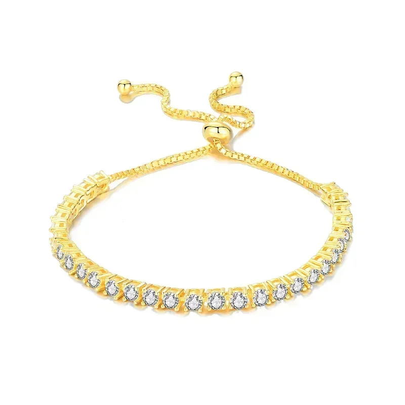 

3mm Full Excellent Cut Glassic Moissanite Bracelet for Women Adjustable Shine Diamond 925 Sterling Silver Wedding Jewelry