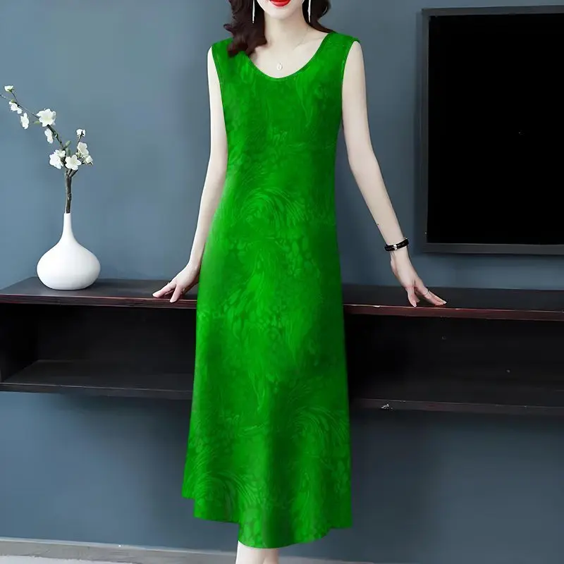 Elegant Sleeveless V-Neck Maxi Dress Women's Blue Floral Print Loose Fit Casual Daily Summer Lightweight Party Evening Dress