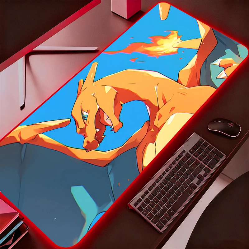 RGB Mouse Pad Pokemon Pikachu Game Rubber Backlight Pc Keyboard Laptop Computer Speed LED Desk Mat Gaming Acessories Mousepad