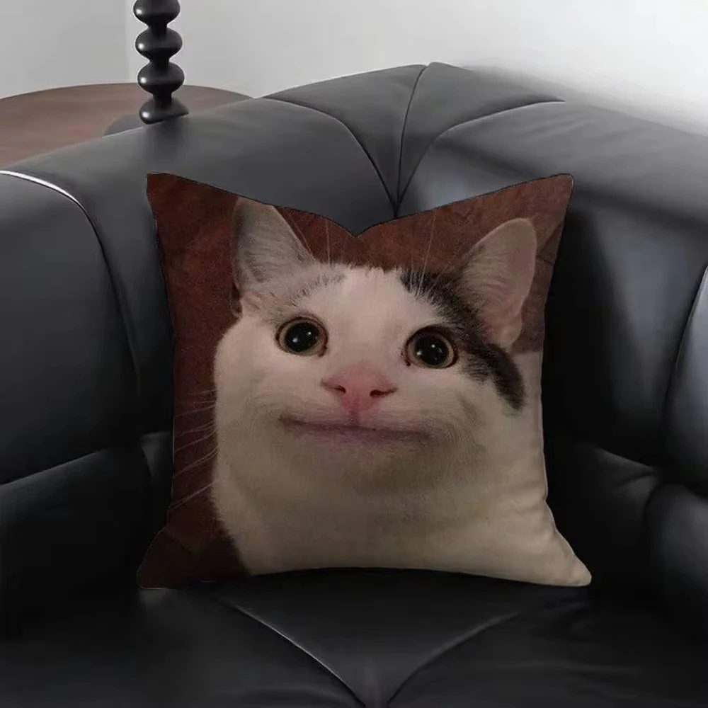 

Funny Cat M-Meme Pillow Cover Emoji Print Cushion Case Abstract Design Home Decor for Living Room Sofa Bedroom 1PC