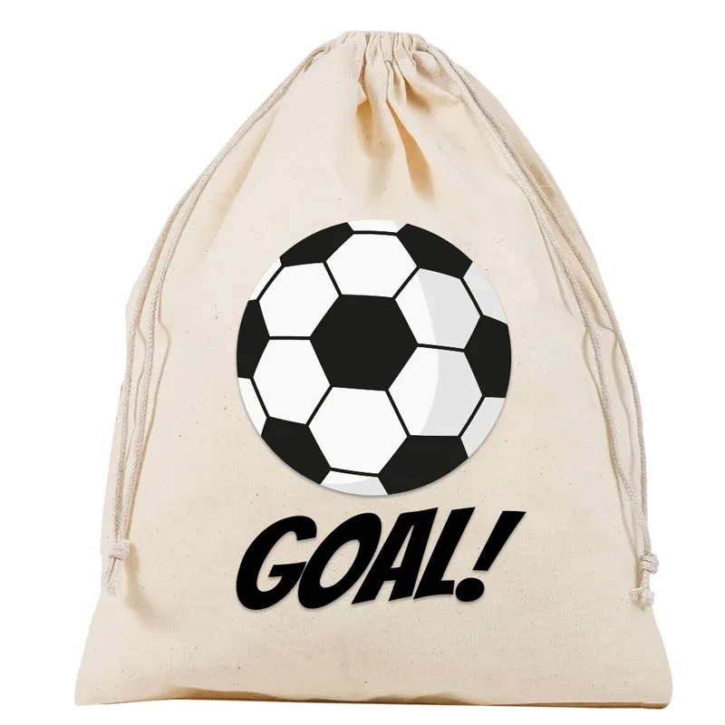 20pcs/lot 11*16cm, 17*23cm, 25*30cm Big Size Cotton Drawstring Pouch Portable Football Party Gift Storage Packaging Bags