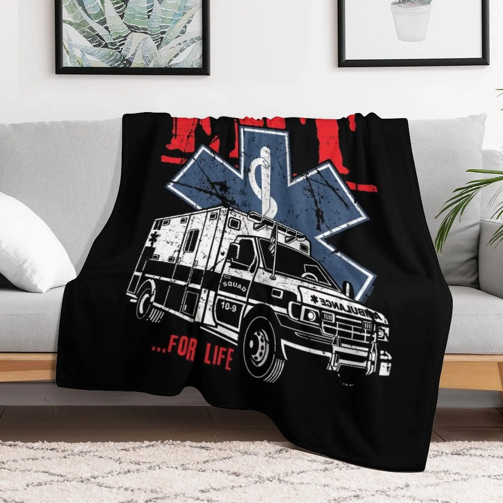 EMT For Life EMS Ambulance Throw Blanket Sofa Throw Bed linens Blankets