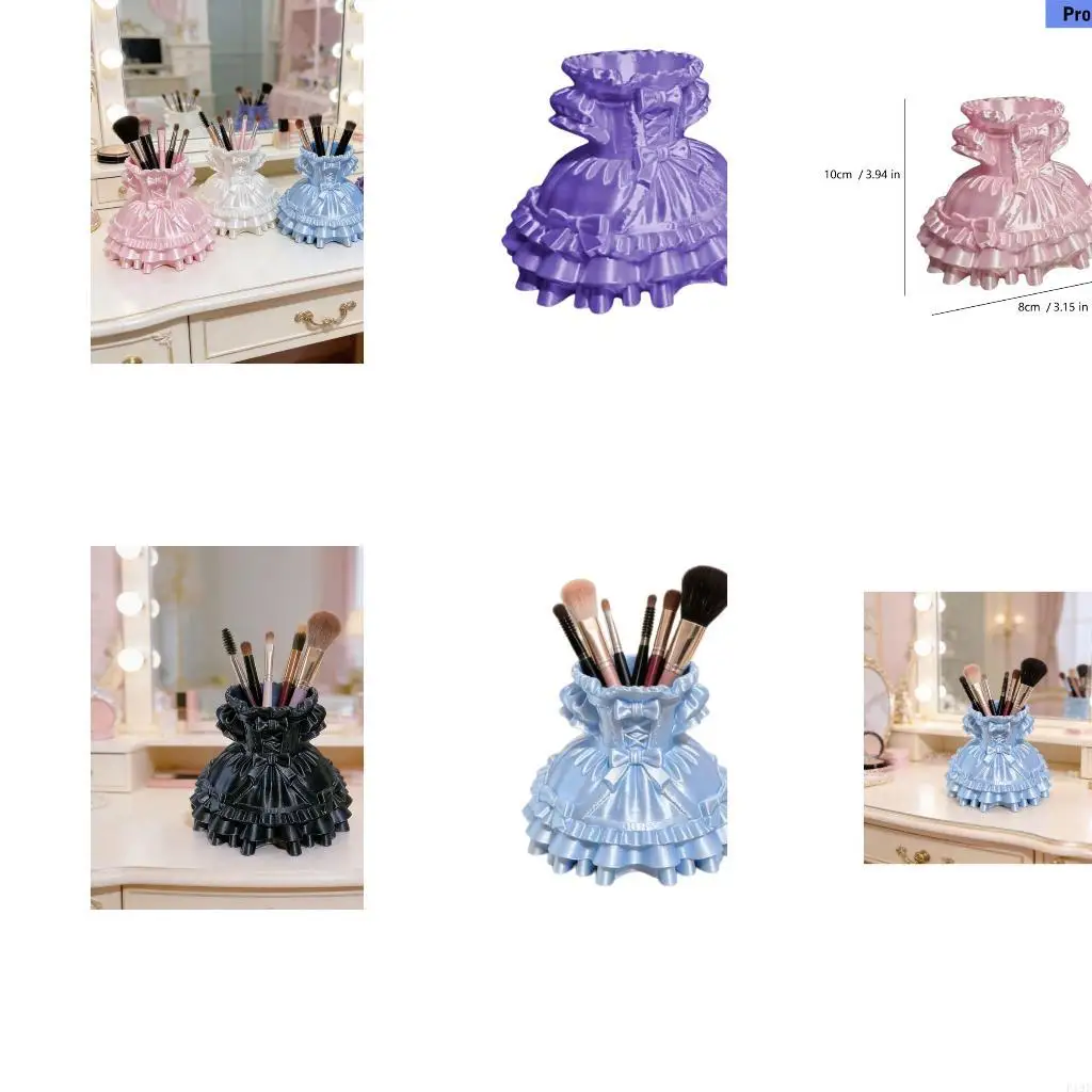 3D Printed Dress Pencil Cup Plastic Desktop Organiser Makeup Brush Stand F19E