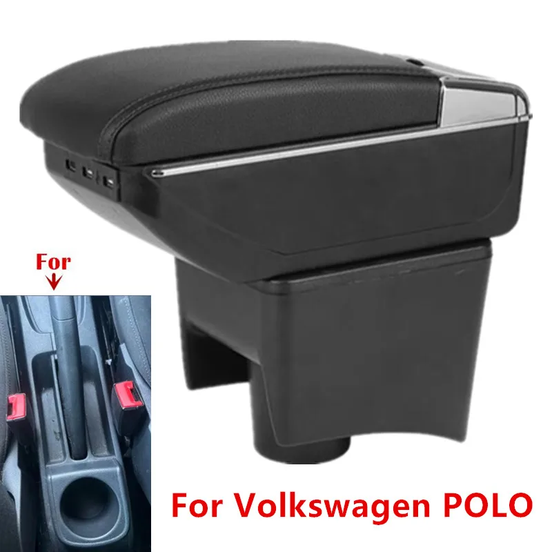 Reposabrazos para Volkswagen POLO, para VW POLO Mk5 6R Vento, caja de almacenamiento interior para coche, accesorios de coche, 2010-2018