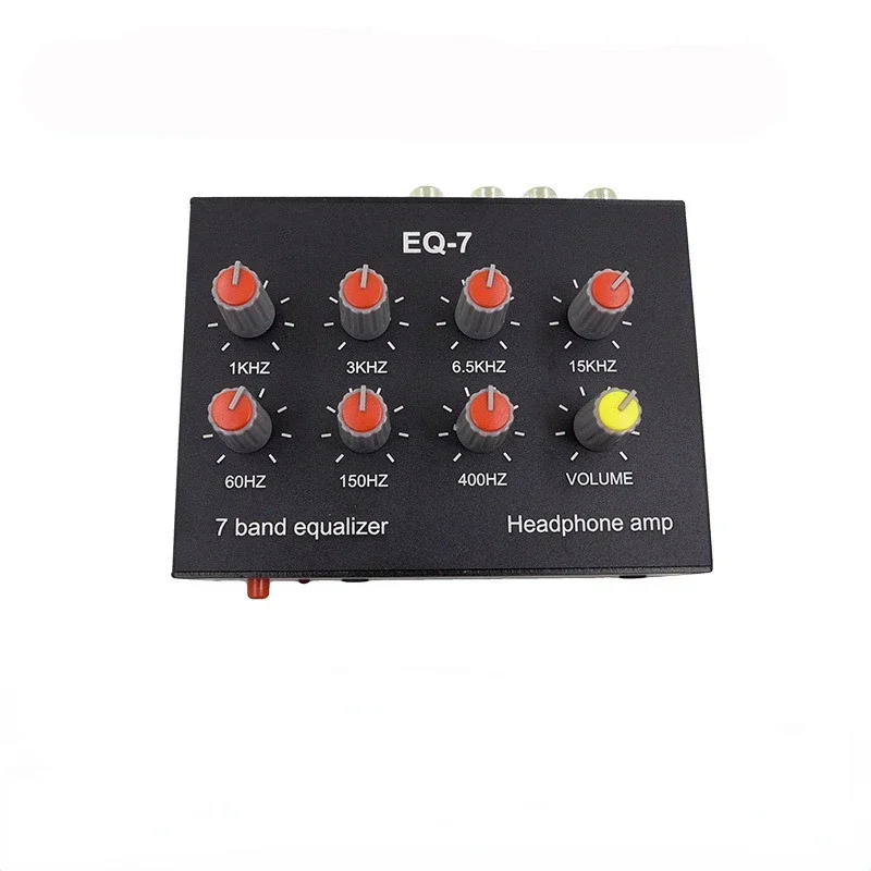 เสียง EQ-7 สัญญาณเสียง Preamplifier 7 Band Equalizer ปรับ High School เสียงเบสโทรศัพท์คอมพิวเตอร์เครื่องขยายเสียงหูฟัง