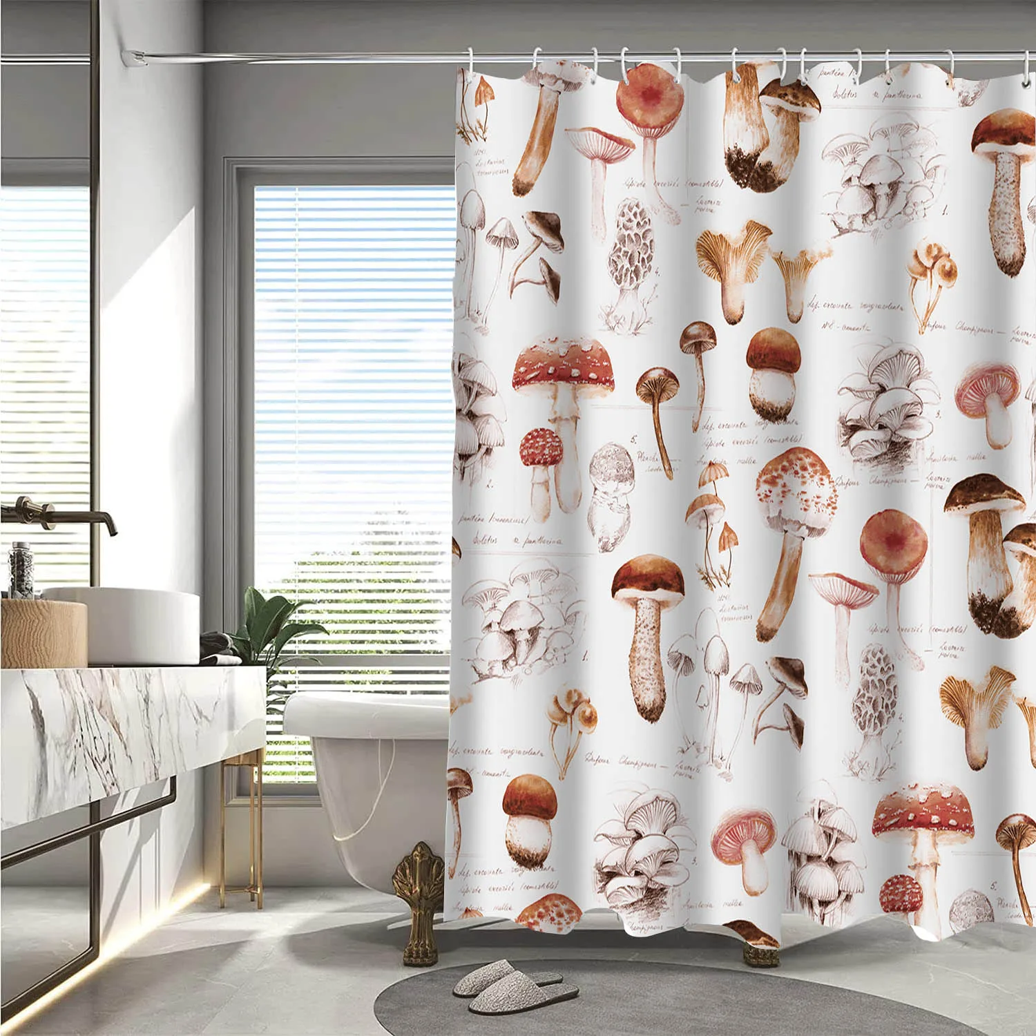 Plant Mushroom Hippie Hook Waterproof Shower Curtain Home Bathroom Decoration Modern Polyester Mechanical Technology