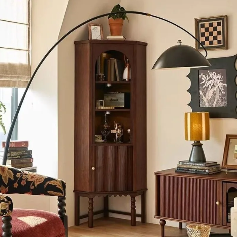 

French retro solid wood living room corner cabinet corner cabinet medieval triangular cabinet wall locker