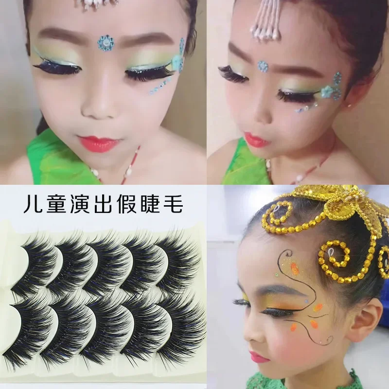 Thick Long False Eyelashes Purple Blue Colored Children Adult Stage Performance Exaggerated Hard Stem Makeup Eye Lashes