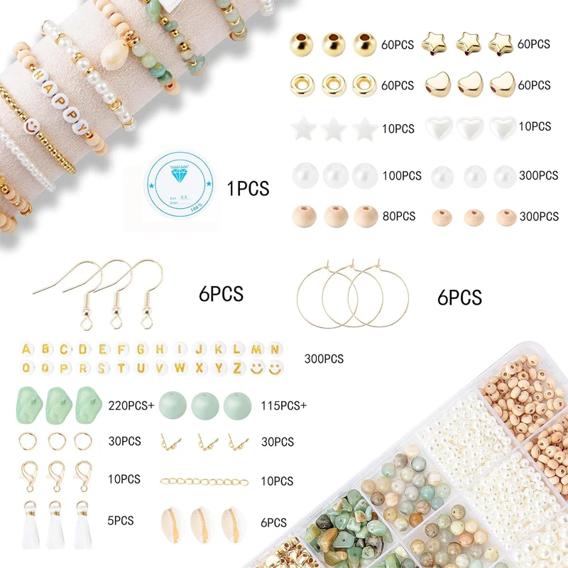 Natural Stone Beads Style Bracelet Making Kit Irregular Natural Stone with Letter Beads for DIY Craft Bracelet Necklace Earring