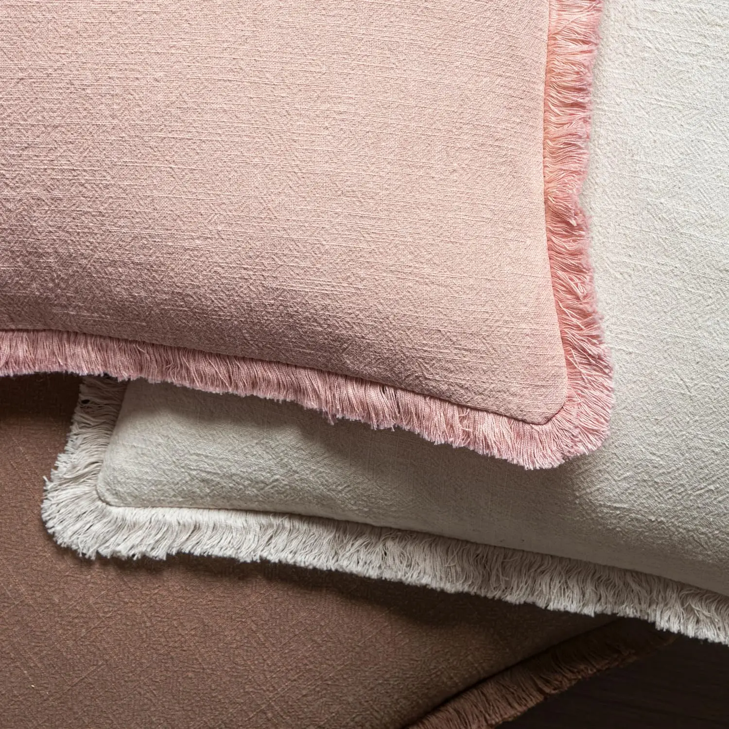 Rosa Dekorative Sofakissenbezüge Neutrale Leinen-Fransen Zierkissen Boho Akzent-Kissen für Bett Sofa Wohnzimmer 45x45cm – Detail 5