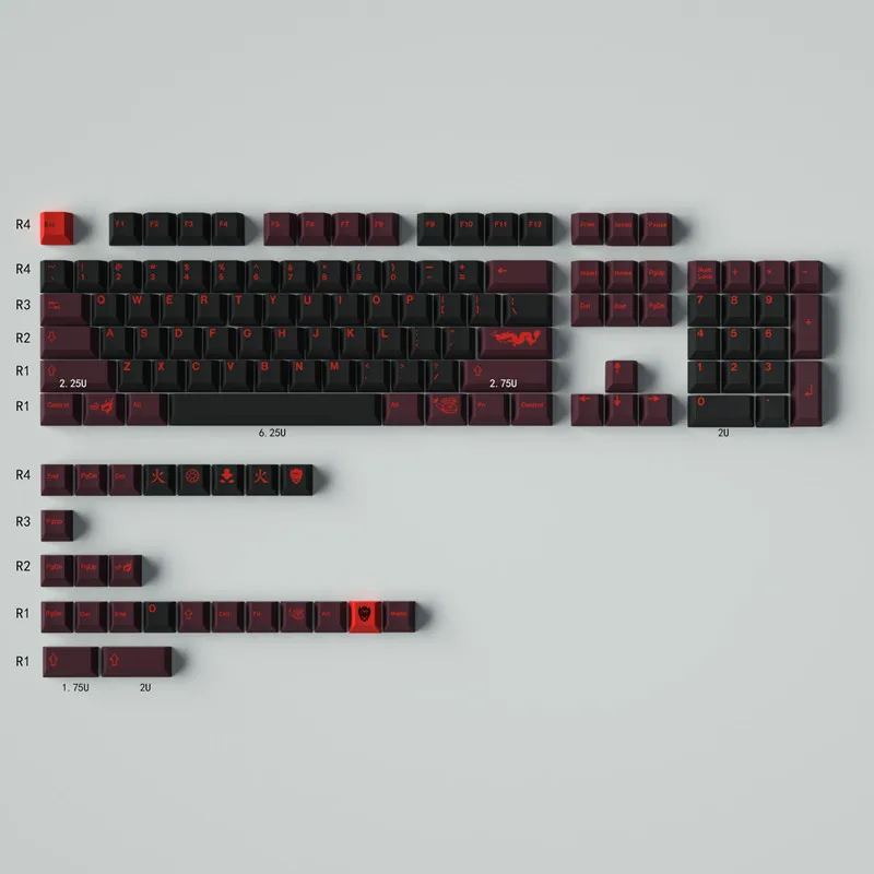 

Колпачки для клавиш Cherry Profile GMK с красным драконом, колпачки для клавиш PBT DYE-SUB с 23/129 клавишами, колпачки для механической игровой клавиатуры MX Switch