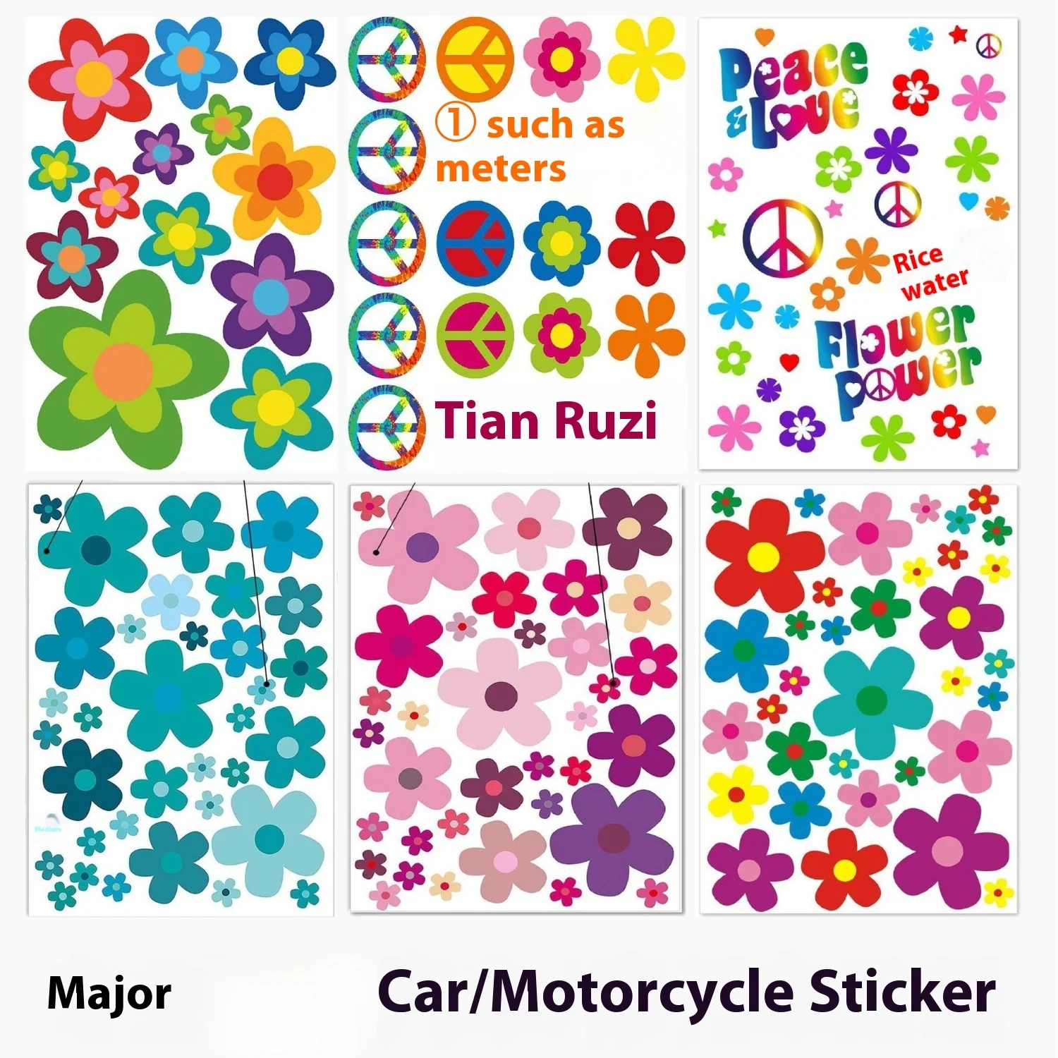 

luggage electric car beautiful and cute bright flower sticker UV printing Flower sticker, car flower label car sticker