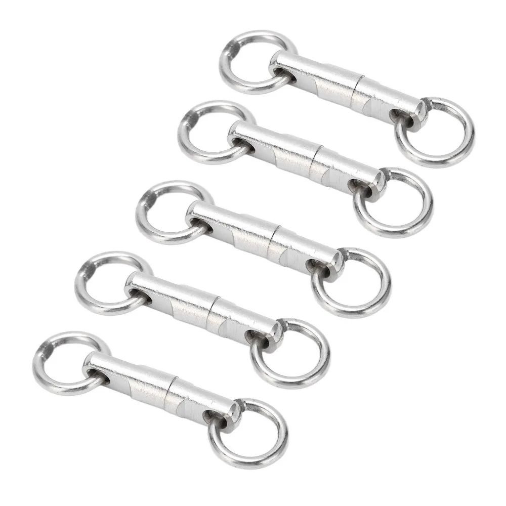 10PCS Stainless Steel Fishing Bearing Swivel Column Multiple sizes Fishing Ring Swivel 360 Degree Rotation Fishing Swivels