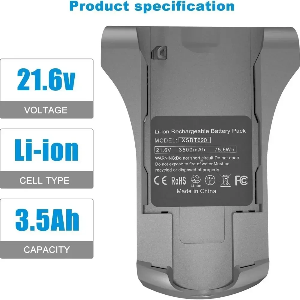 Imagem -02 - Bateria do Aspirador de pó para Tubarão 3500mah Xsbt620 Iz162h Iz163h Iz362h Iz363ht Qz162hqbi Qz162hqsv Qz162hqde Qz162hqlc Iz162cco